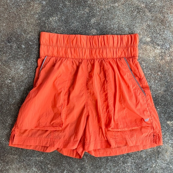 Fabletics bright orange workout shorts with pockets - Picture 1 of 3